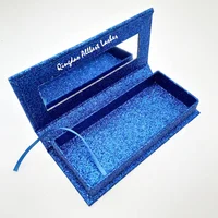 

3D Mink Lashes Blue Whole Glitter Custom False Eyelash Packaging Box With Mirror