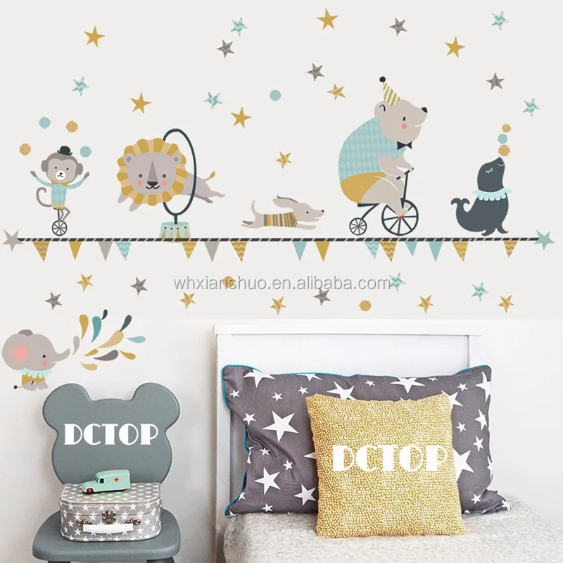 Wholesale Lovely Cartoon Animal Circus Vinyl Adhesive Wall Sticker Decal For Kids Room Buy Wall Decal Animal Stickers Vinyl Wall Decal Product On Alibaba Com