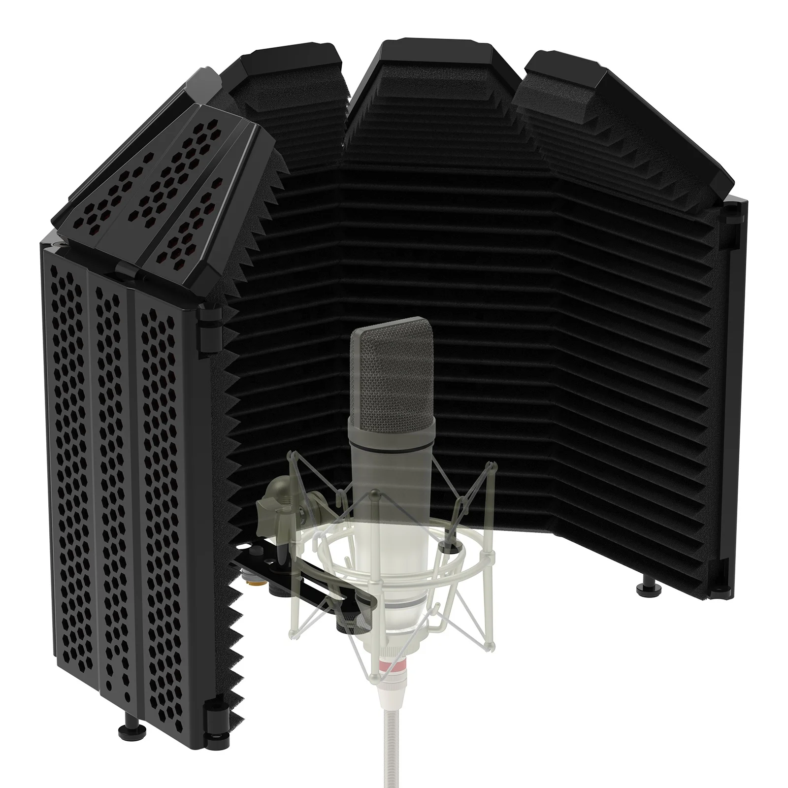 

New design original factory 5 doors recording microphone studio sound isolation shield, Black