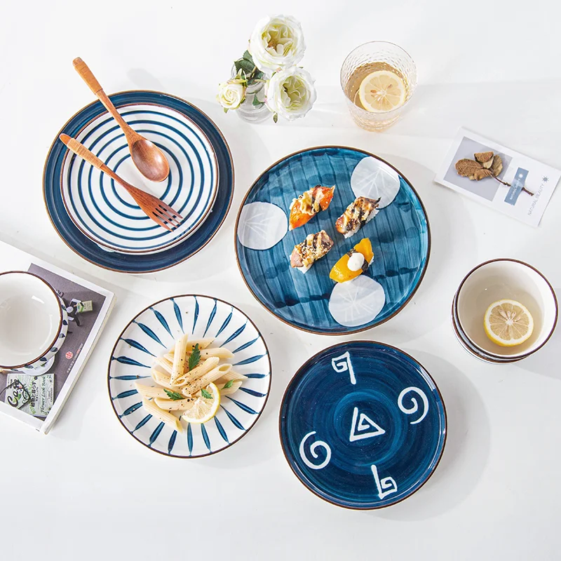 
Japanese style ceramic disc personalized dessert hand painted ceramic disc 