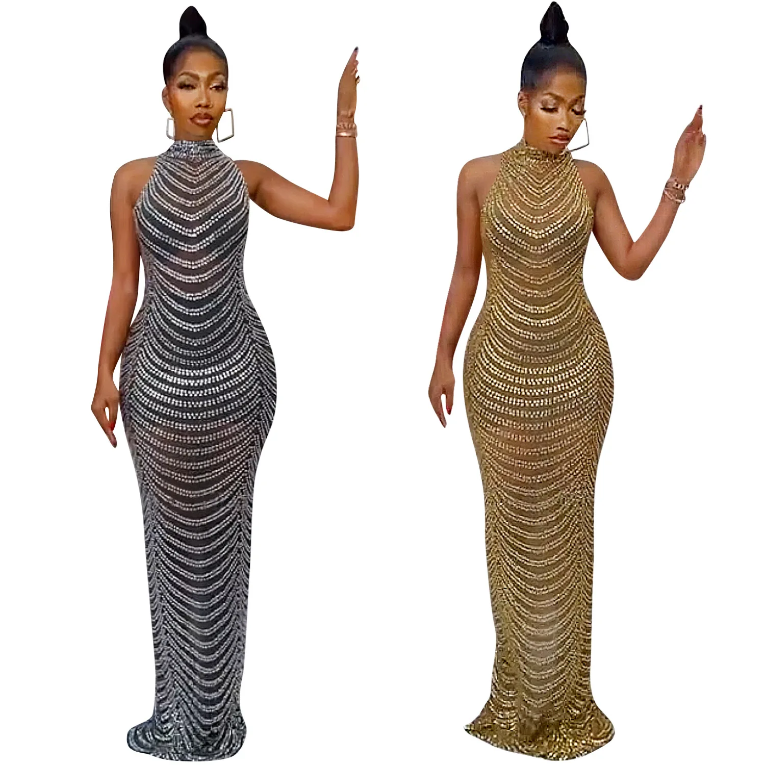 

JY032 Party dresses women evening elegance diamond ladies mesh luxury evening dresses 2022