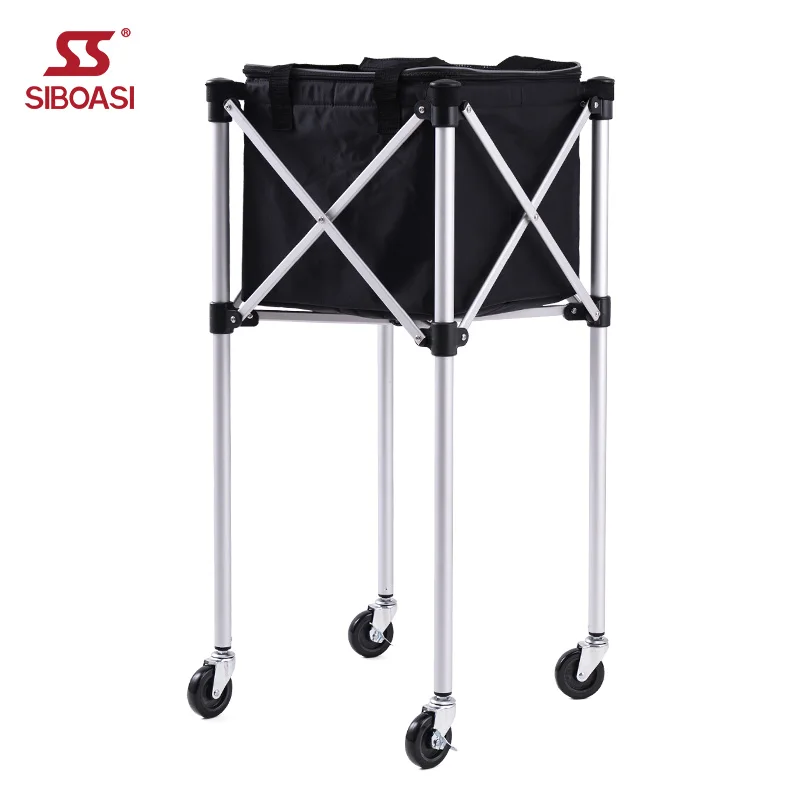 

Foldable basket holder Tennis ball cart for players, Black