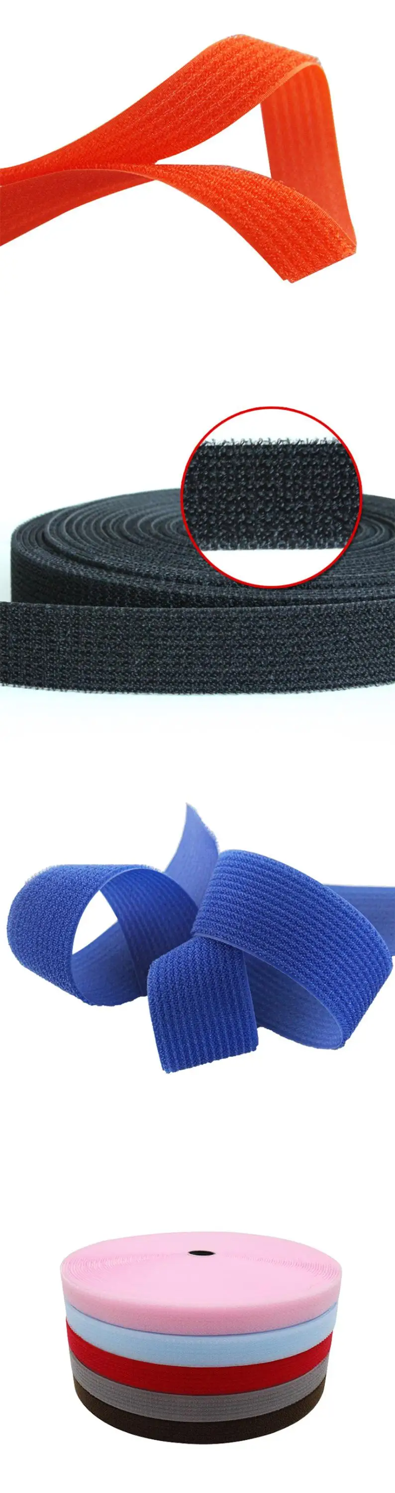 Black Nylon Hook Loop Strap Adhesive Hook And Loop At The Same Side