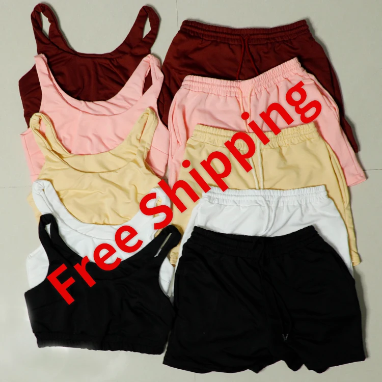 

15 colors Custom logo 2021 new summer vest top and Short Sets Women Sweat Suits 2 Two Piece Pants Set, Picture shown