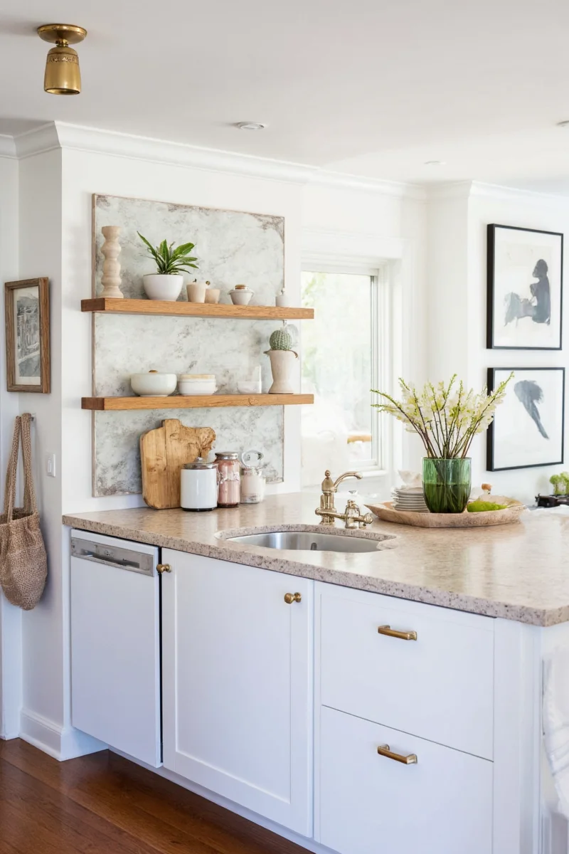 Happy family enjoying breakfast in small kitchen