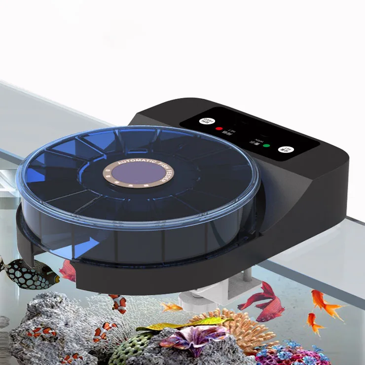 Best Selling Rechargeable Automatic Fish Feeder for Big Pond Smart Small Size Aquarium Equipment Plastic Fish Feeder Farming