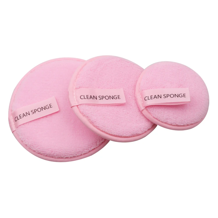 

Hot sales beauty tools Facial Makeup Remove puff 3pcs different size one pack pink soft cotton material cleansing remover puff, Customized color