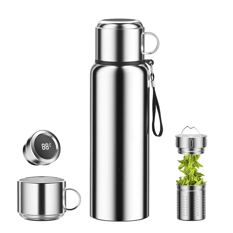 

Amazon Hot Sale 316 Stainless Steel Grande Capacity Hot Tea Double Wall Vacuum Insulation Thermos with Led Temperature Display
