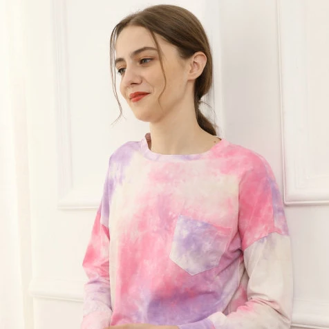 

Fung H0088 Stock Available 2021 NEW Trends Long Sleeve&Long Pants Cotton Tie Dye Pjs Set