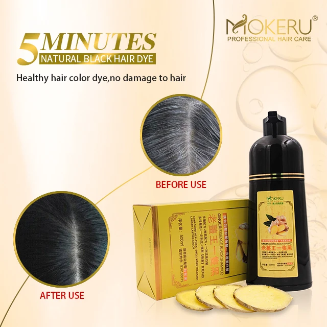 
MOKERU no side effect ginger black hair shampoo magic 5 minutes natural black hair dye 18 years black hair shampoo manufacture 