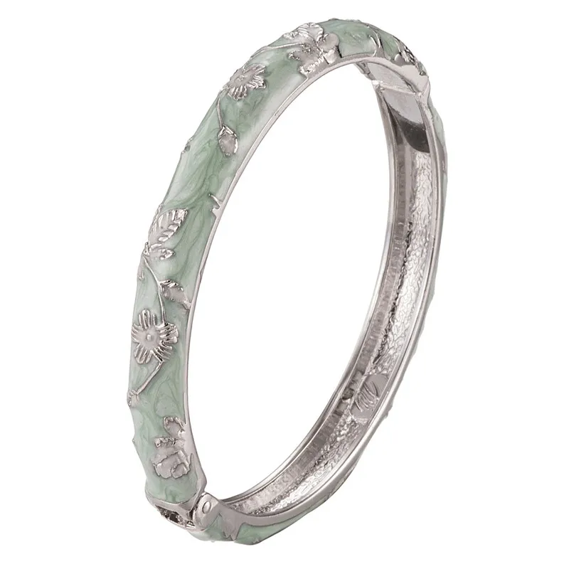 

WIIPU Women's Bangle Bracelet Gold Plated Alloy Hinge Flower Enamel Cloisonne Jewelry and Gift