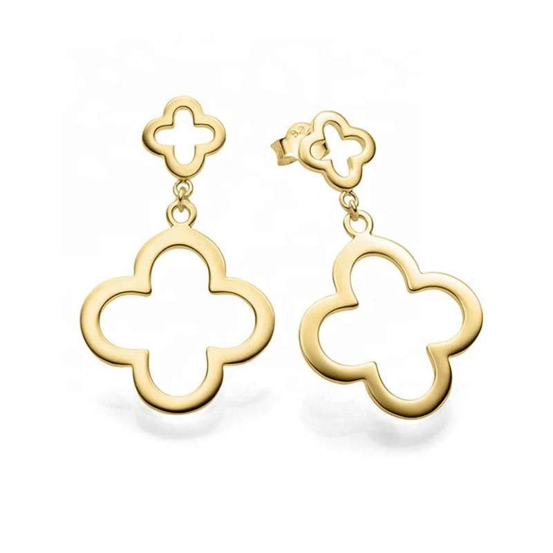 

Four Leaf Clover Jewelry 2021 Women Fashion Kleeblatt 14K Gold Filled Ohrringe 316 Stainless Steel Earrings