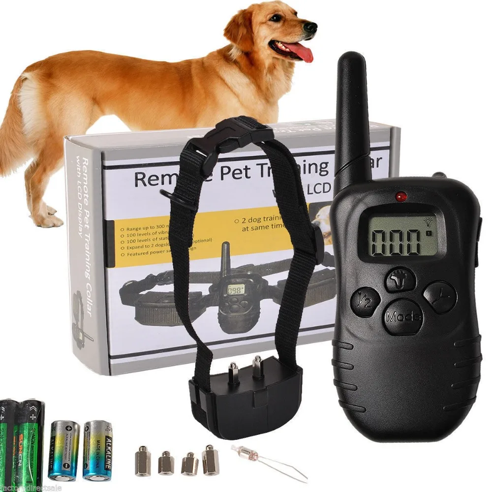

Waterproof and Rechargeable Electronic Shock Vibration Remote Dog Training Collars Electric Pet training collars, Black