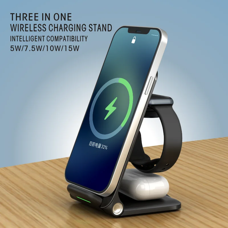 

foldable wireless charger 3 in 1 charger stand for android apple