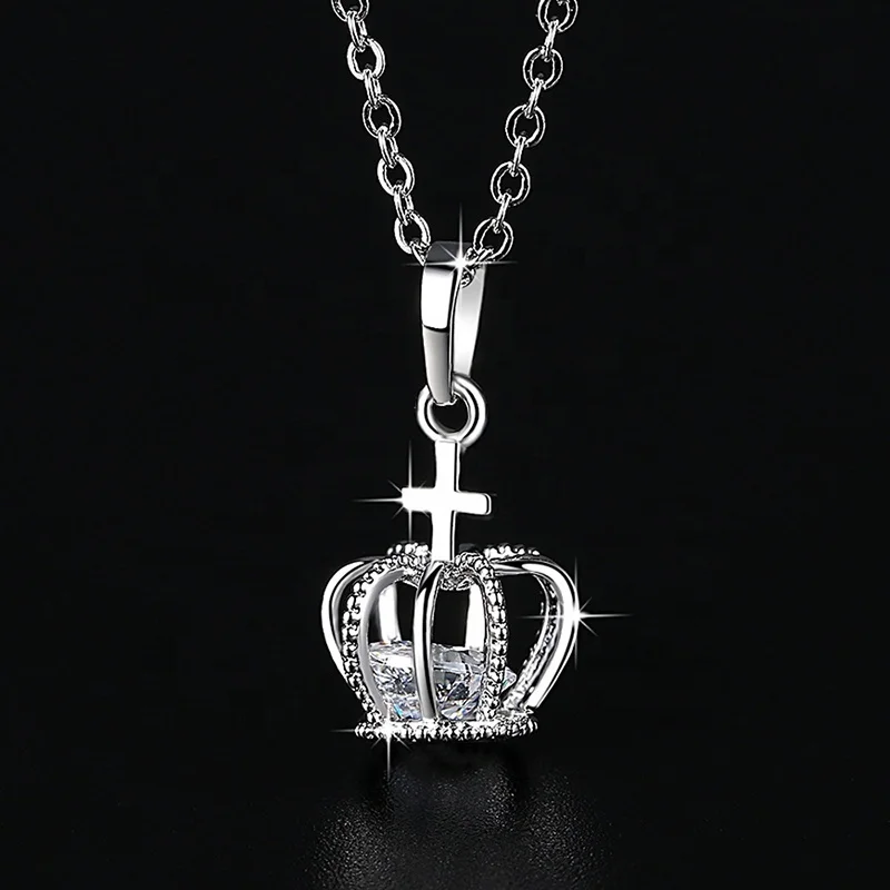 

Simple hollow ladies crown zircon necklace N200