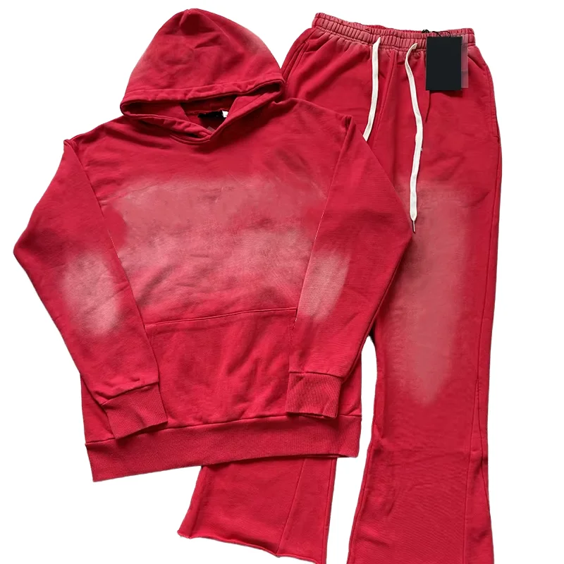 Retro Washed Cotton French Terry 2 Piece Tracksuit Set