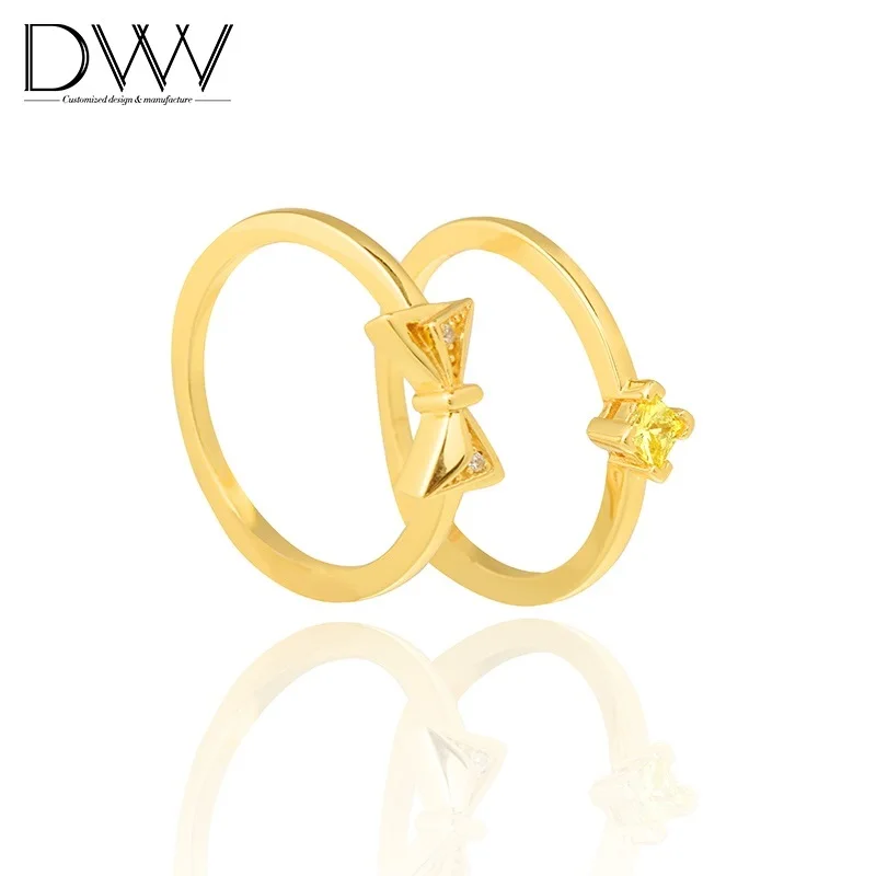 

Wholesale Silver Couples Rings Jewelryg 18K Gold Plated Ring Set For Women Jewelry