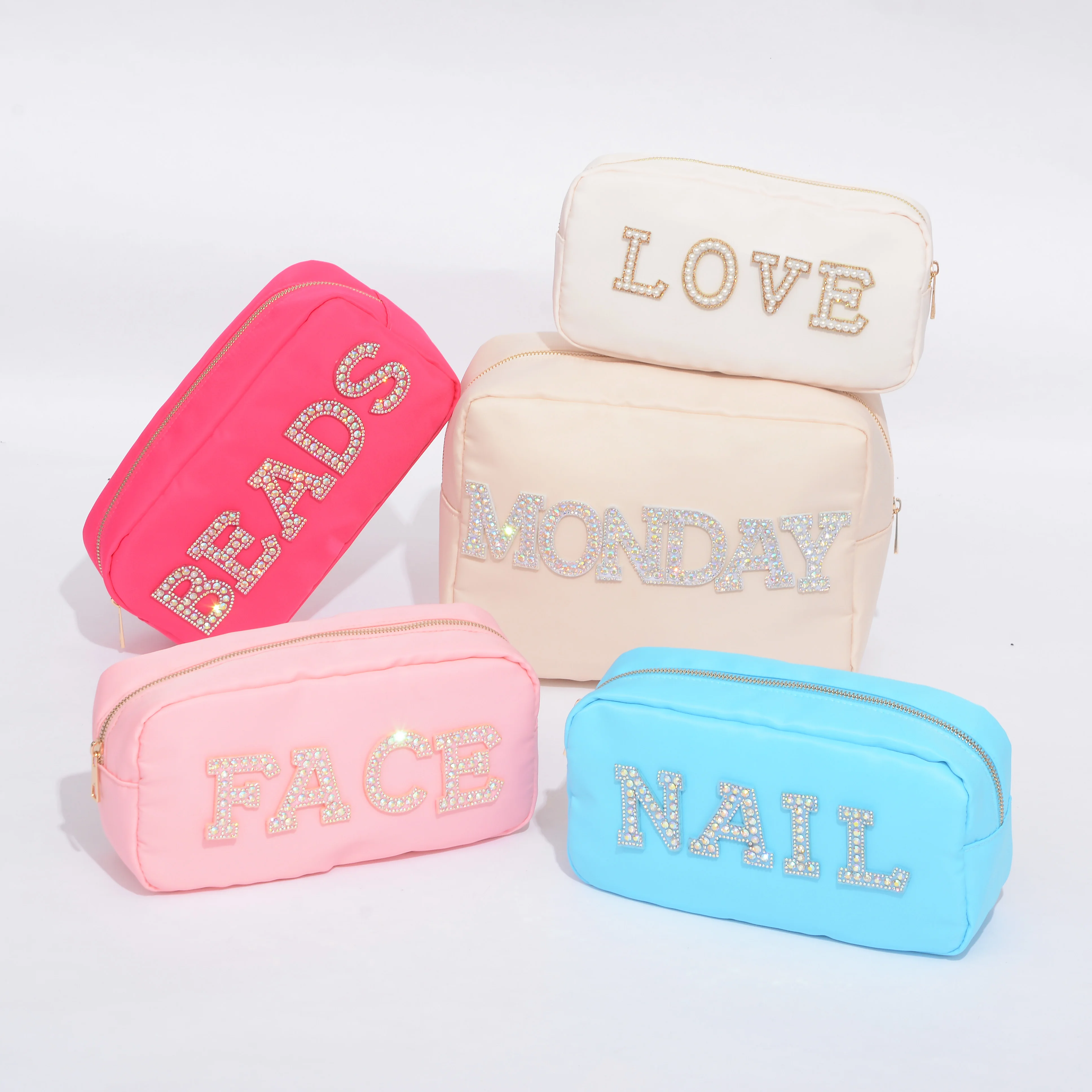 

Keymay Bag New Arrival 18 Colors Nylon Pouches Makeup Bag Ladies Women Portable Travel Waterproof Nylon Cosmetic Bags
