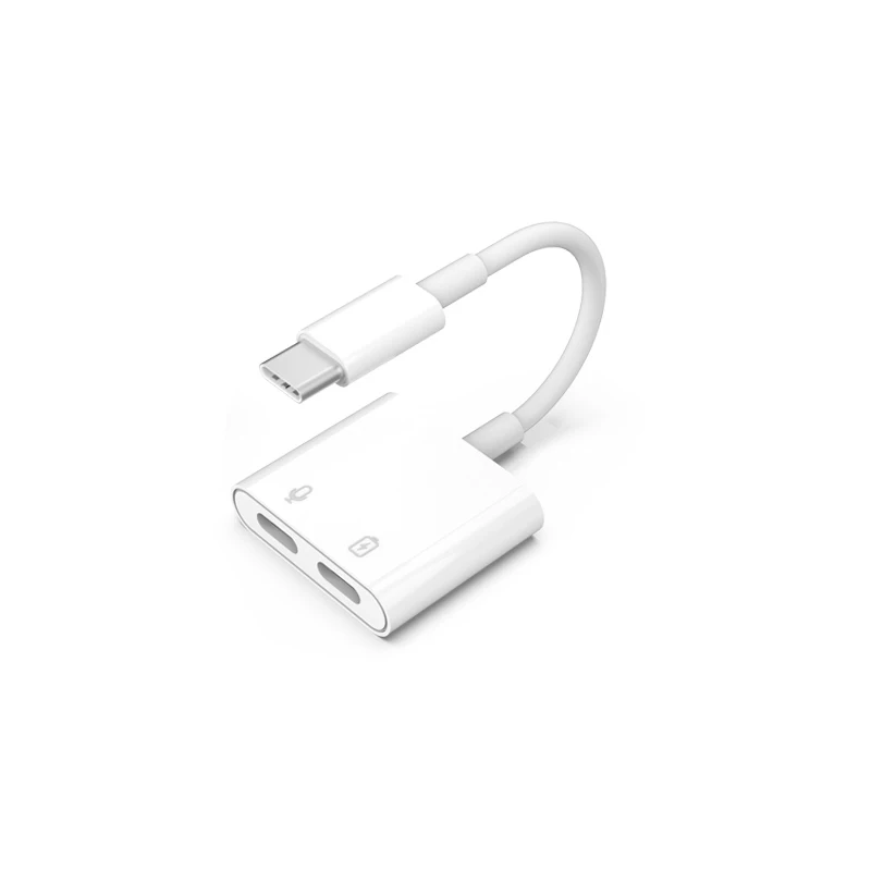 

Wholesale 2 in 1 Earphone and 60W Fast Charger Headphone Splitter Type C Adapter For Samsung S20, White