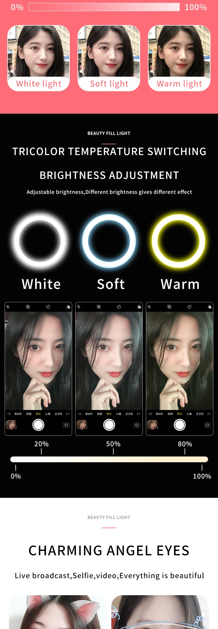 2022 Selfie  Ring Light Led Fill Light Lamp Camera 