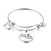 Stainless Steel Custom Jewelry Daughter Gift To the moon and back Engraved Charm Disc Circle Expandable Bangle Bracelet