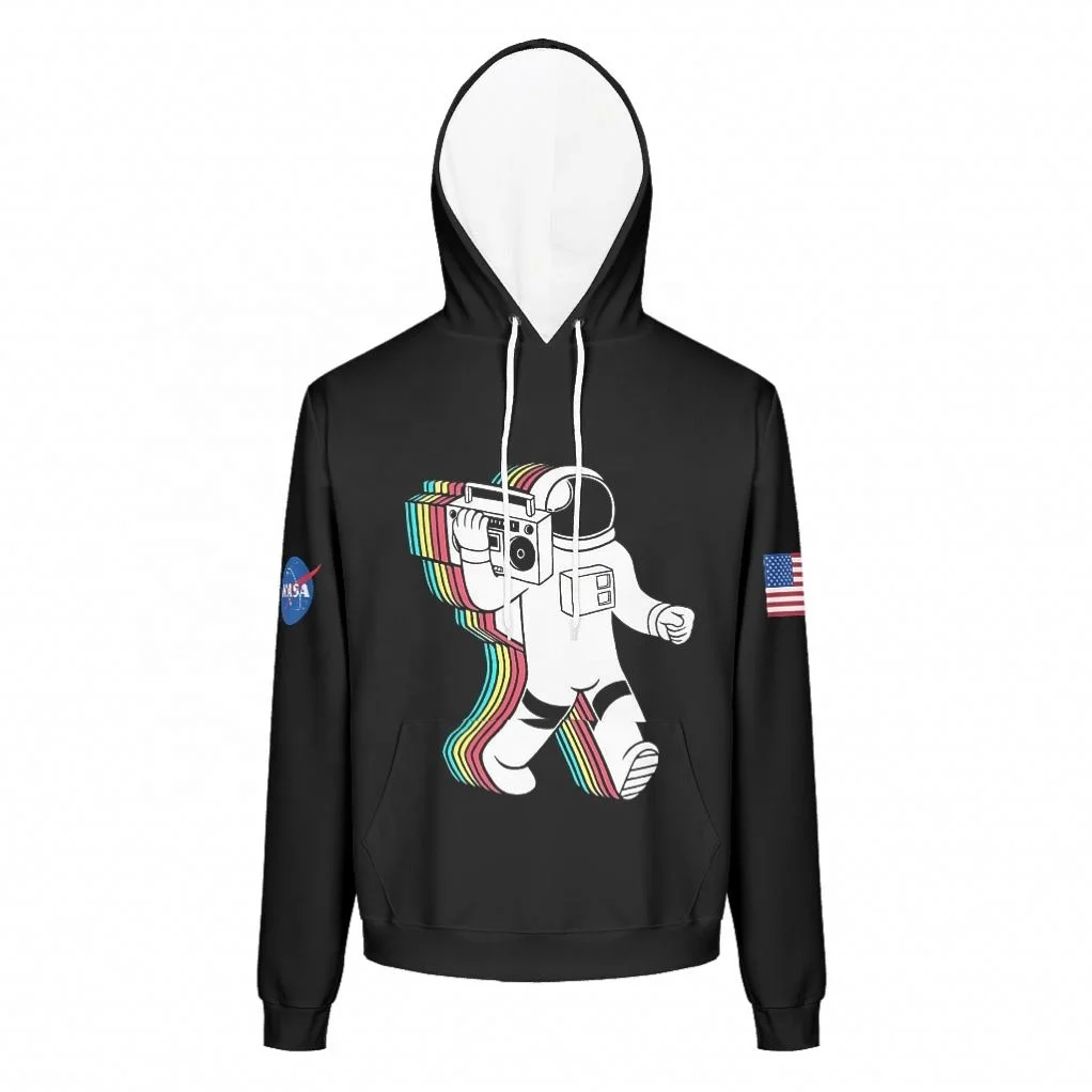 

Custom Logo High Quality Plain Pullover Rainbow Astronaut Carrying A Speaker Men's Hoodies Print For Men Knit Hoodie
