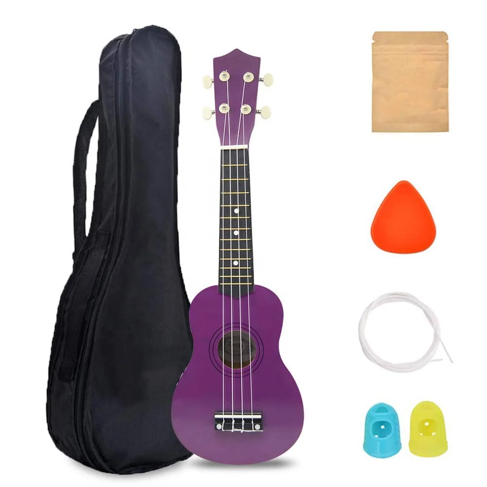 

Wooden Ukulele 21 Inch with Bag, Finger Pricks and String, Multicolored