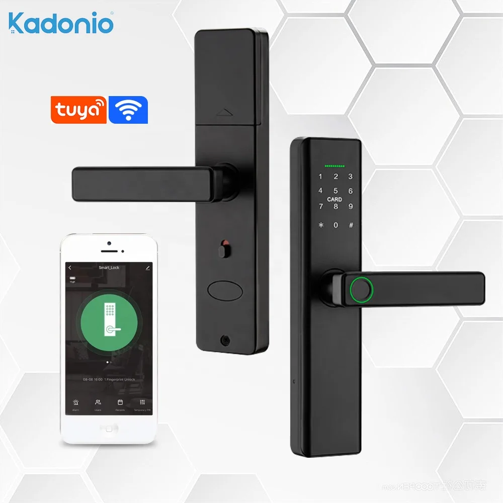 

Kadonio Finger Print Security Mortise Electronic Biometric Door Lock Handle Smart Locks For Front Door