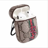 

Fashion Snake Bee Embroidery Premium Leather PU Case Cover For Airpods Leather Luxury Case