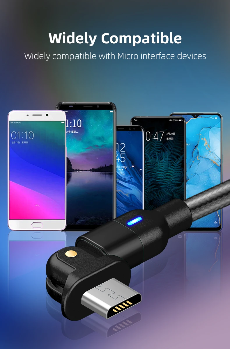 Cheap Price 180 Degree Bending Micro USB Cable for Android Phone Accessories Fast Charging Data Cable - ANKUX.COM