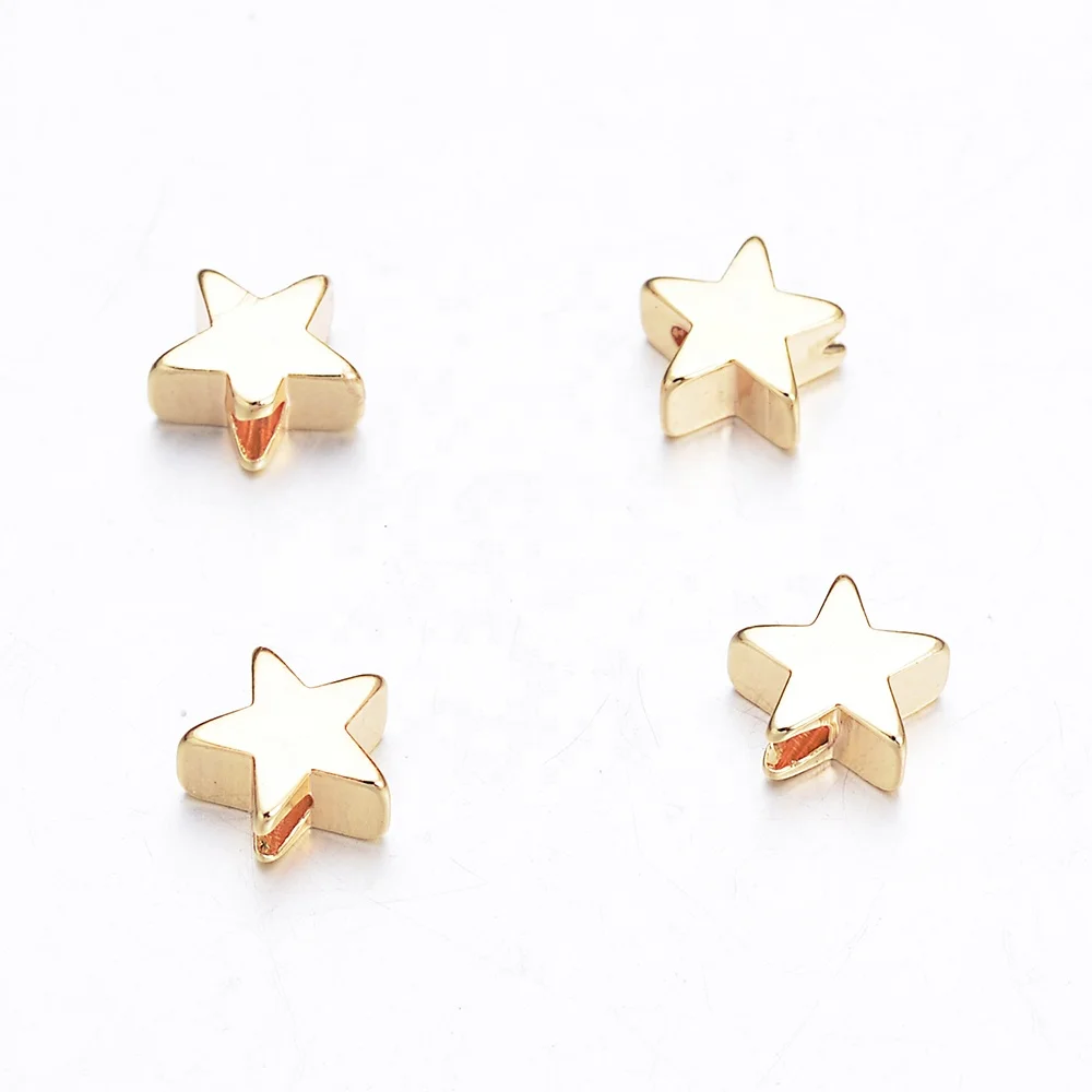 

Wholesale Jewelry Accessories Star Metal Stopper Bead Spacers 18K Real Gold Filled Loose Beads for Jewelry Making