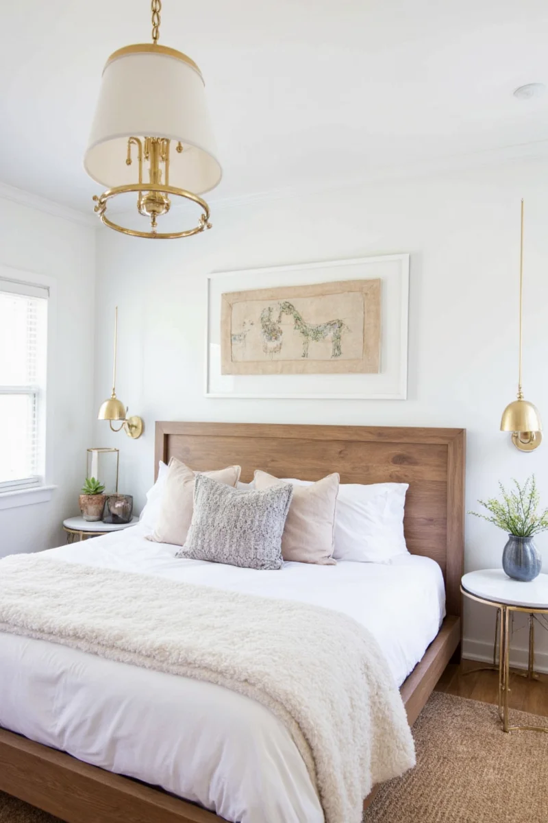 LED lighting above headboard decor