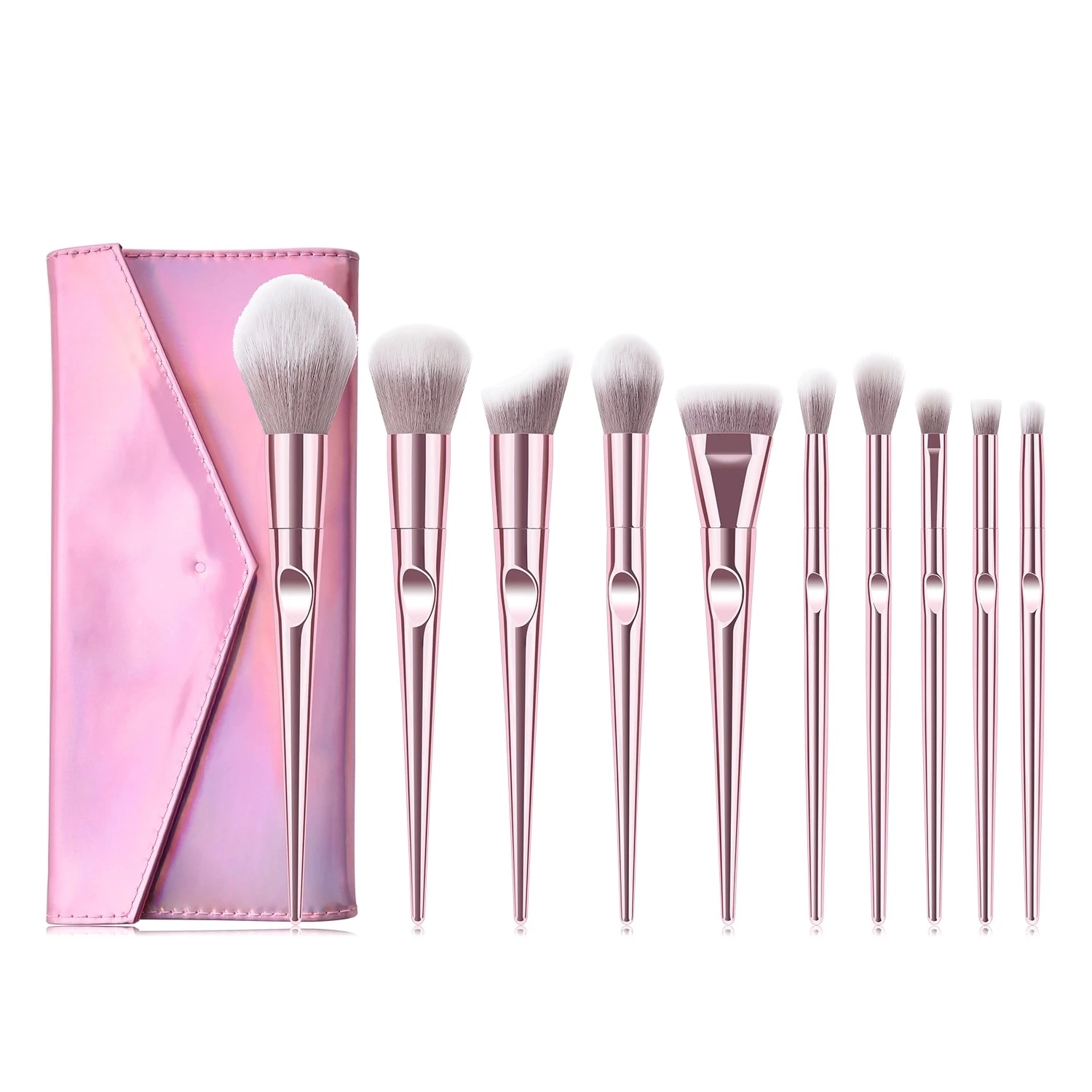

2019 New Classical pink handle 10pcs professional brush set makeup, Rose gold