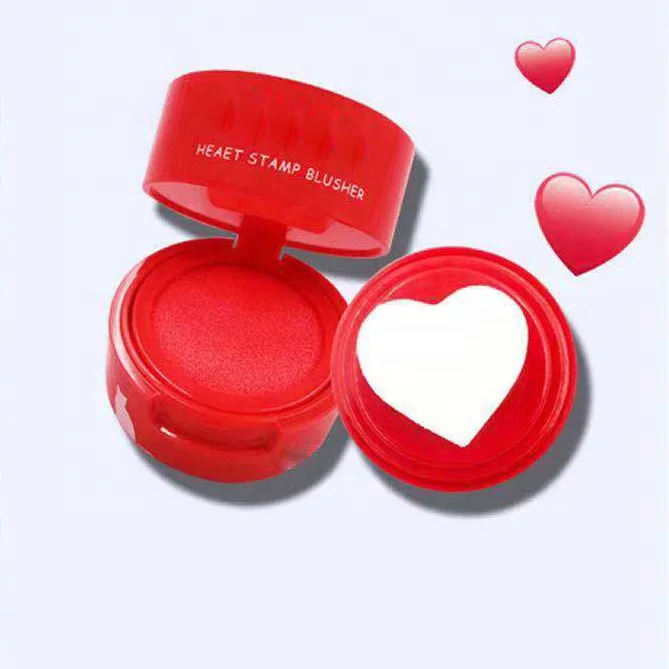 

free sample Your Own Brand Heart Cushion Blusher Heart Stamp Blusher blush customized private label, 3color