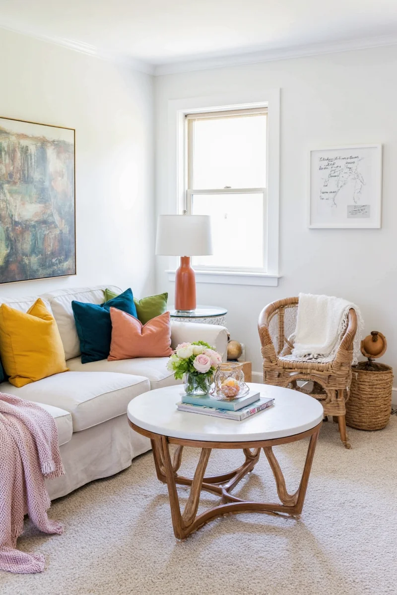 Family-friendly sitting room with neutral tones and durable furniture