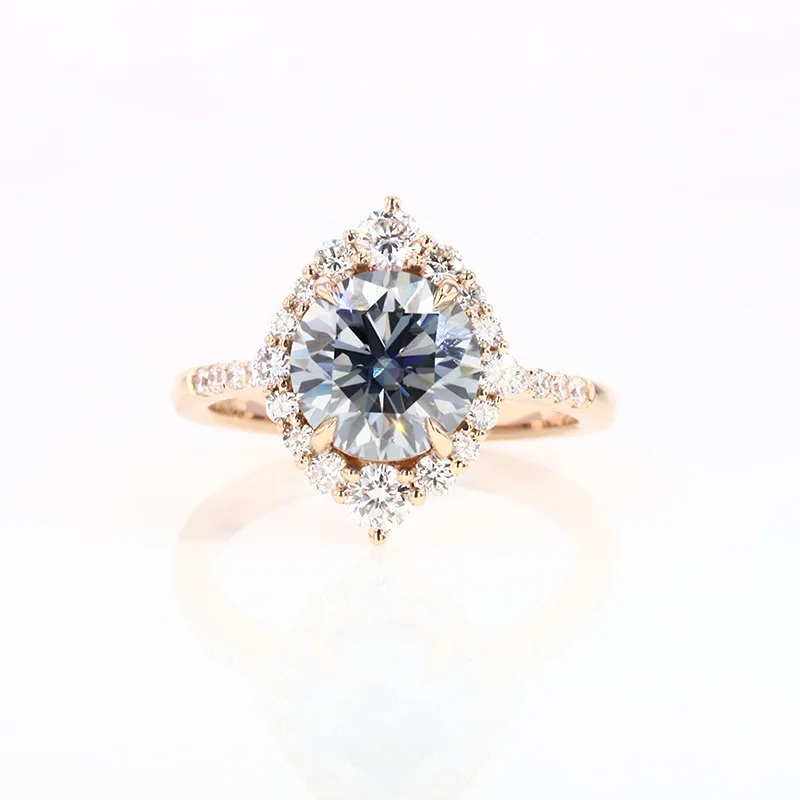 

Round Shape Moissanite Gemstone 14k Yellow Wedding Engagement Ring Women