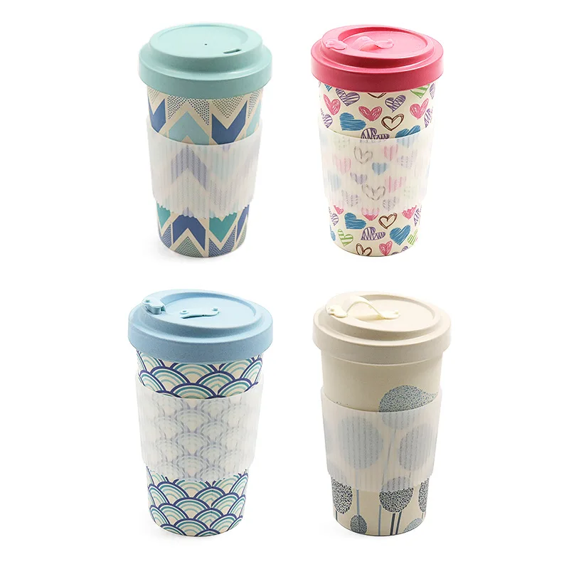 

Popular customized reusable biodegradable eco bamboo fiber coffee cup mug travel mug with lid, As picture