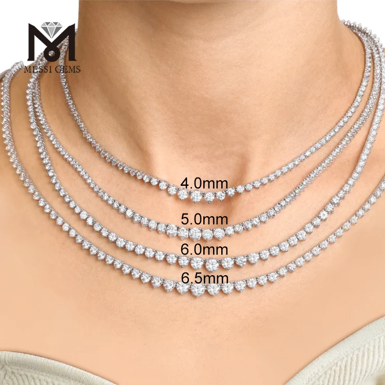

Messi Gems Customized Jewelry 925 Sterling Silver 14K Moissanite Lab Diamond Necklace Fashion Tennis Chain Tennis Necklace