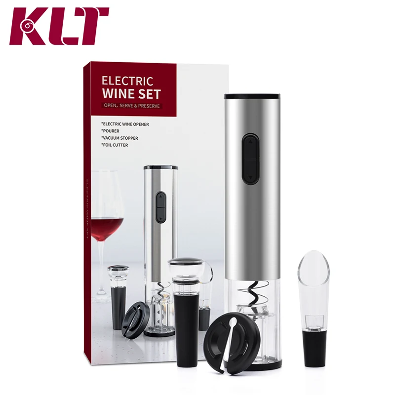 

Cordless Rechargeable Electric Wine Bottle Opener Automatic Corkscrew with USB Charing Cable, Silver,grey,blue,red,black