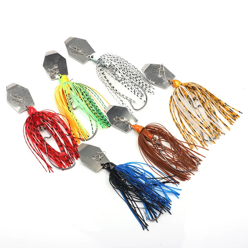 

Hot Sale 12g Tassel Sequins Anti-hanging Bottom Lure Fishing Spinner With Rubber Skirts, 6 colors