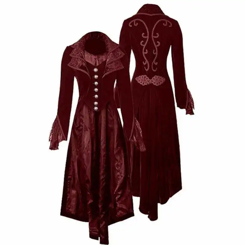 

new medieval retro clothing large lapel clothes punk tuxedo women coat costume cosplay clothes, 4 colors