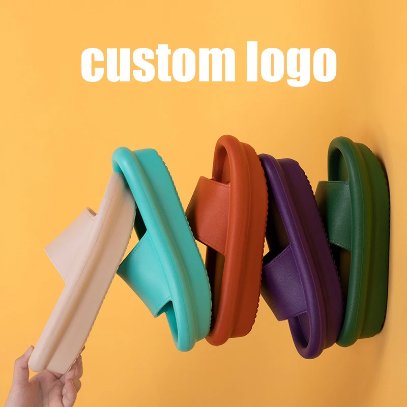 

2021 Bathroom Non-slip Slippers Fashion Thick Sole Soft Indoor Slide Sandals Casual Beach Unisex Platform Men Women Home Shoes