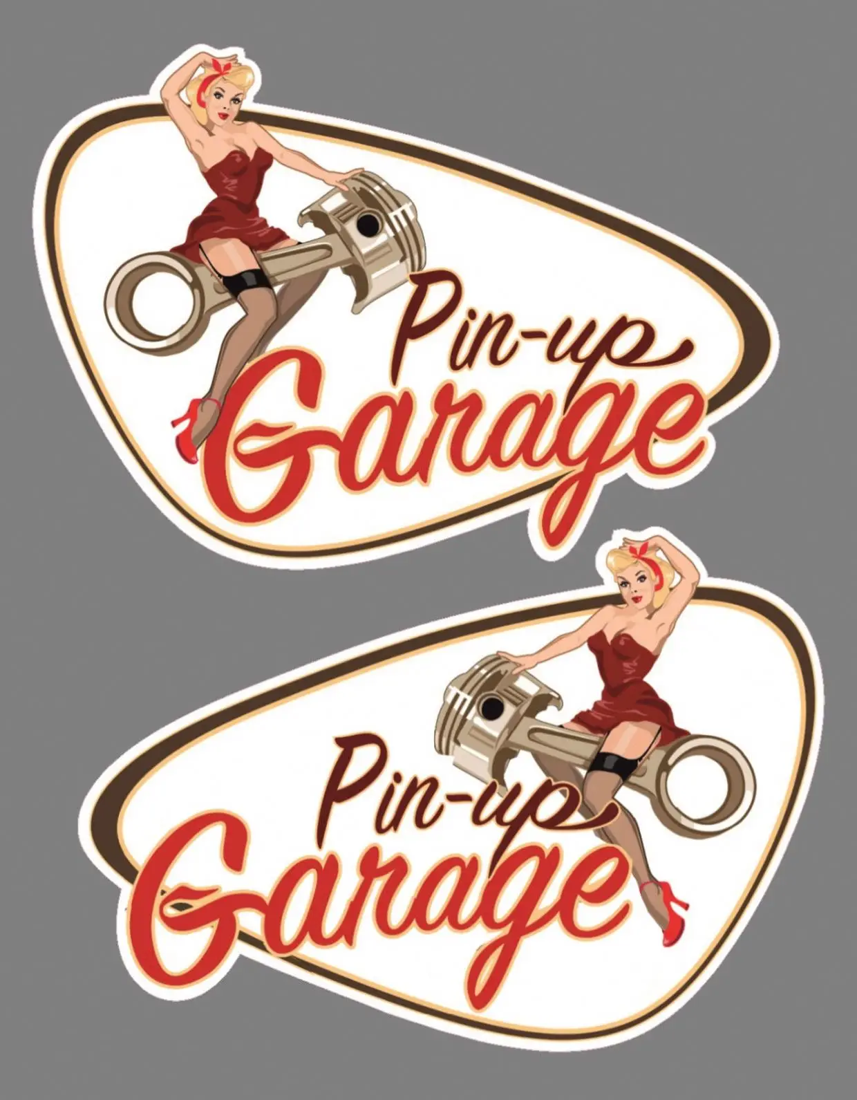 

Customizable Set Li + Re Pin Up Garage Old School Sticker Bobber Cafe Racer Retro Sticker PVC Decal 13*13cm