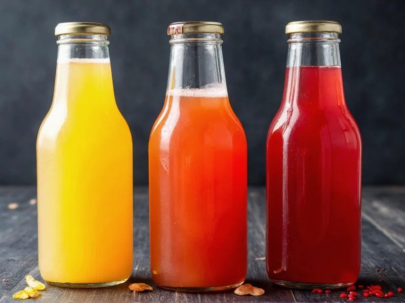 Three homemade pre-workout drink variations in glass bottles
