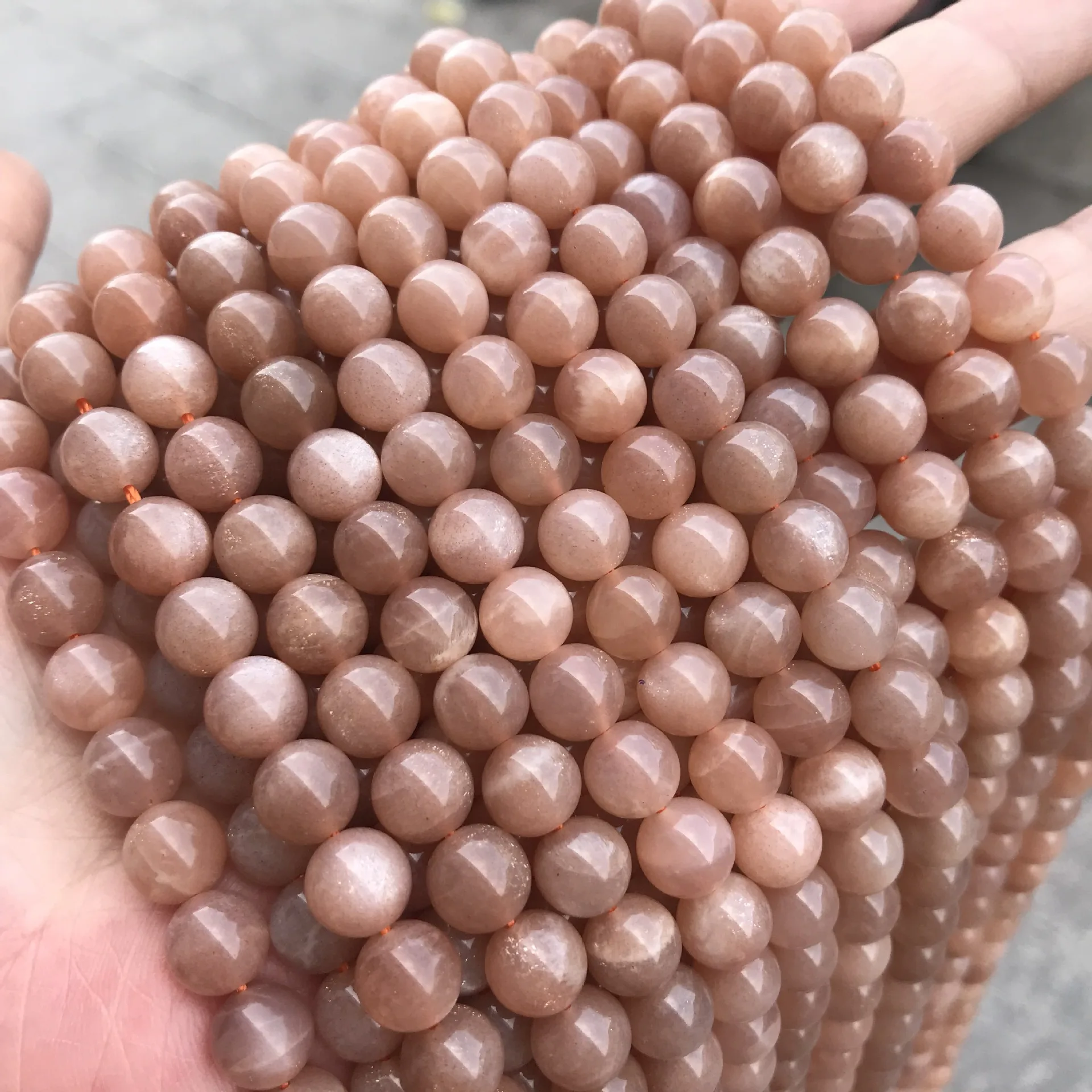 

Natural Grade A Quality Precious Gemstone Loose Round Beads Orange Peach Moon Stone Sunstone Beads for Jewelry Making