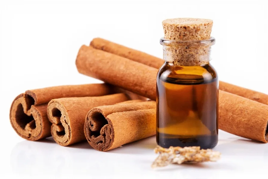 Proper storage of cinnamon essential oil in amber glass bottle with carrier oils