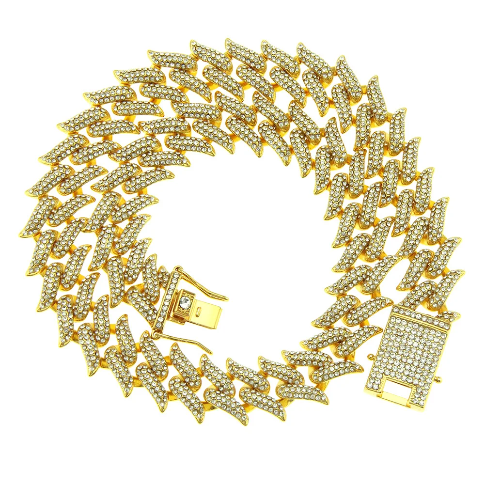 

20MM Men Hip Hop Diamond Necklace Iced Out Chain Bling CZ Miami Cuban Link Chain Bracelet Men Unisex Jewelry