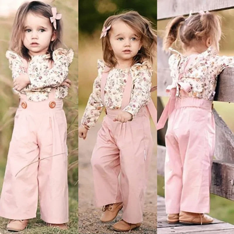 

Hot style children's wear flying sleeve flower jacket + pants autumn long sleeve two-piece suit fall baby girl clothes, As picture show