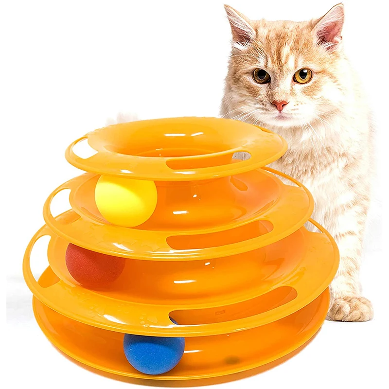 

Tower of Tracks Kitten Fun Puzzle Toy Interactive Cat Chaser Toy for Cats, Green/orange