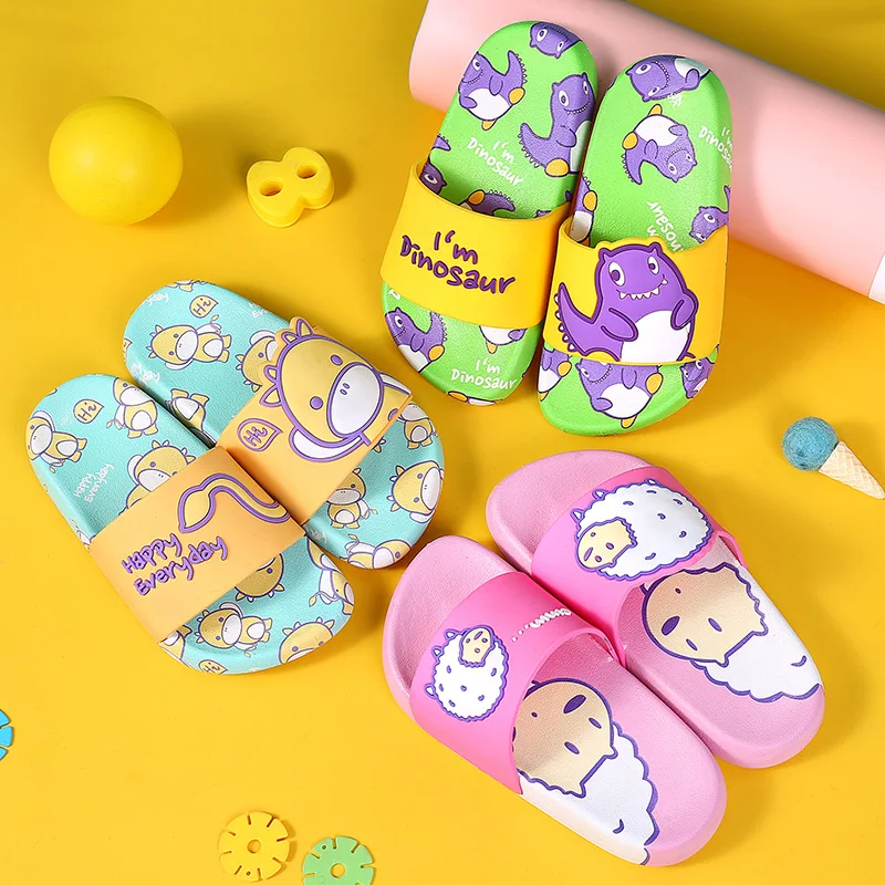 

2021 Fancy Printed Kids Slippers PVC Children Sandals Home Outdoors Anti-slip Casual kids teddy bear slippers kids slippers, Customized color